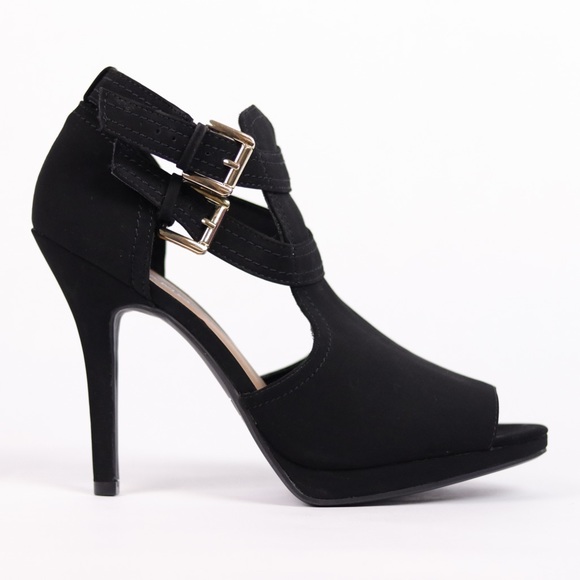 Andiamo black peep toe booties pumps 9.5 - Picture 2 of 12